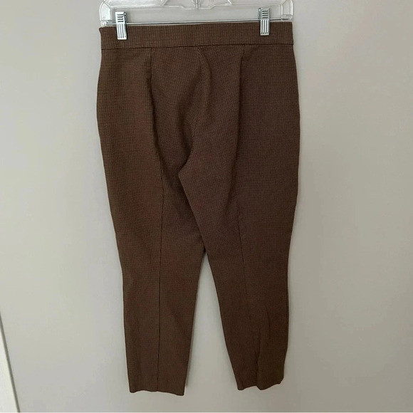 Everlane Brown Plaid The Side Zip Stretch Cotton Crop Work Career Pants Size 4 - Picture 6 of 7